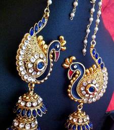 buy peacock motif kashmiri jhumka adiva blue earring india bridal jewelry v550 buy peacock motif kashmiri jhumka adiva blue earring india bridal jewelry v550
